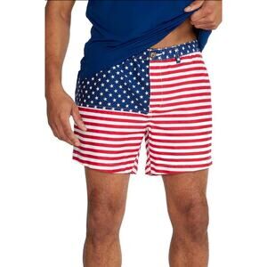 Chubbies The ‘Mericas Elastic Waist Red, White & Blue Flag Shorts Size‎ Medium